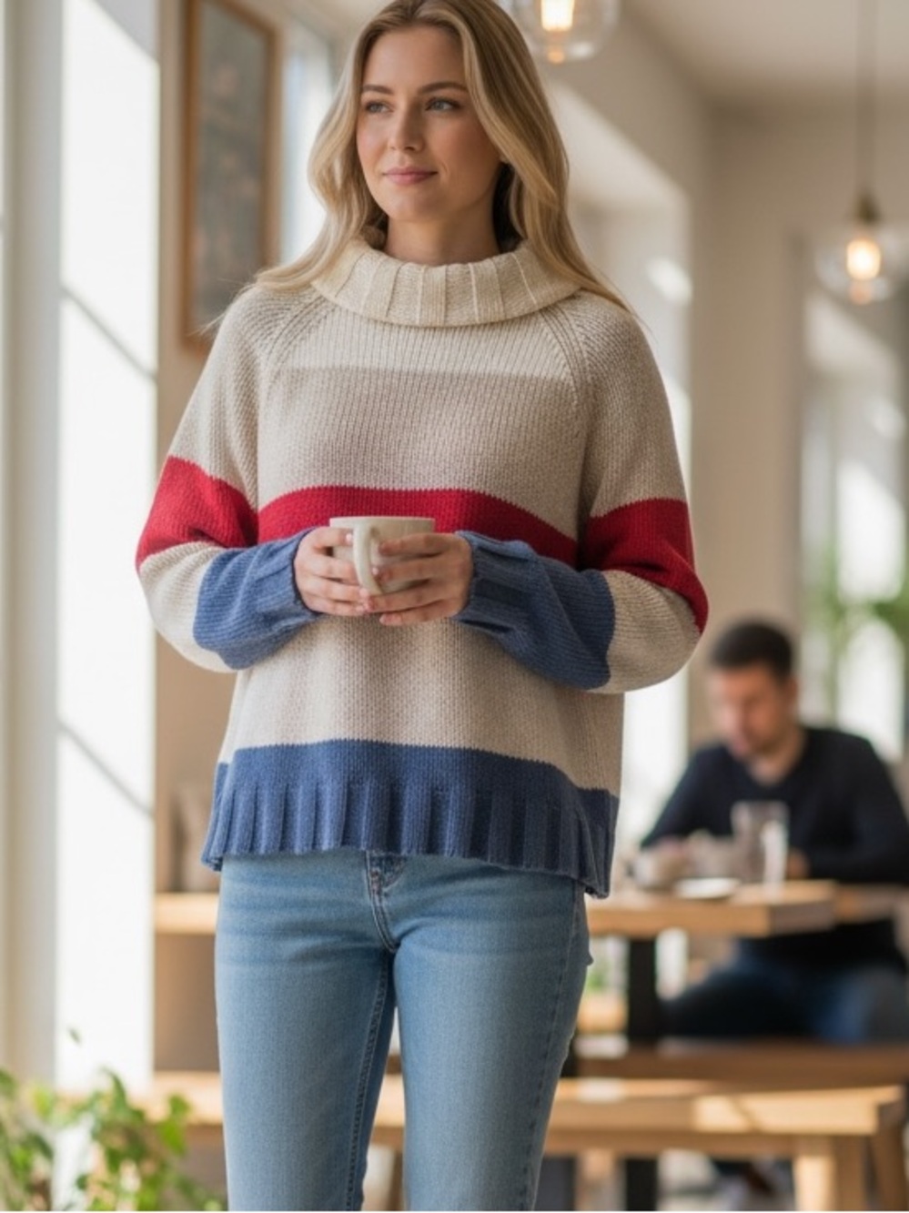 VINTAGE Y2K Tommy Hilfiger Chunky Knit Striped Sweater Americana